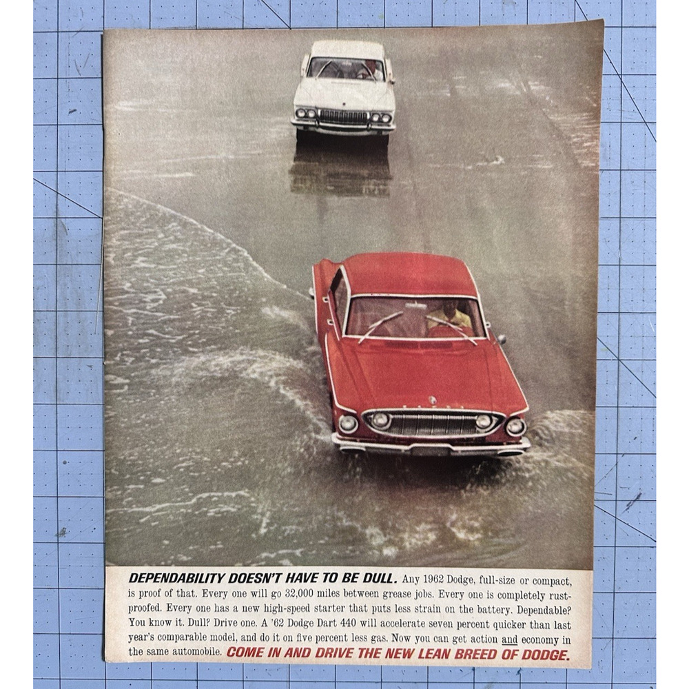 1961 Print Ad Dodge 1962 Dodge Dart 440 Races on Beach